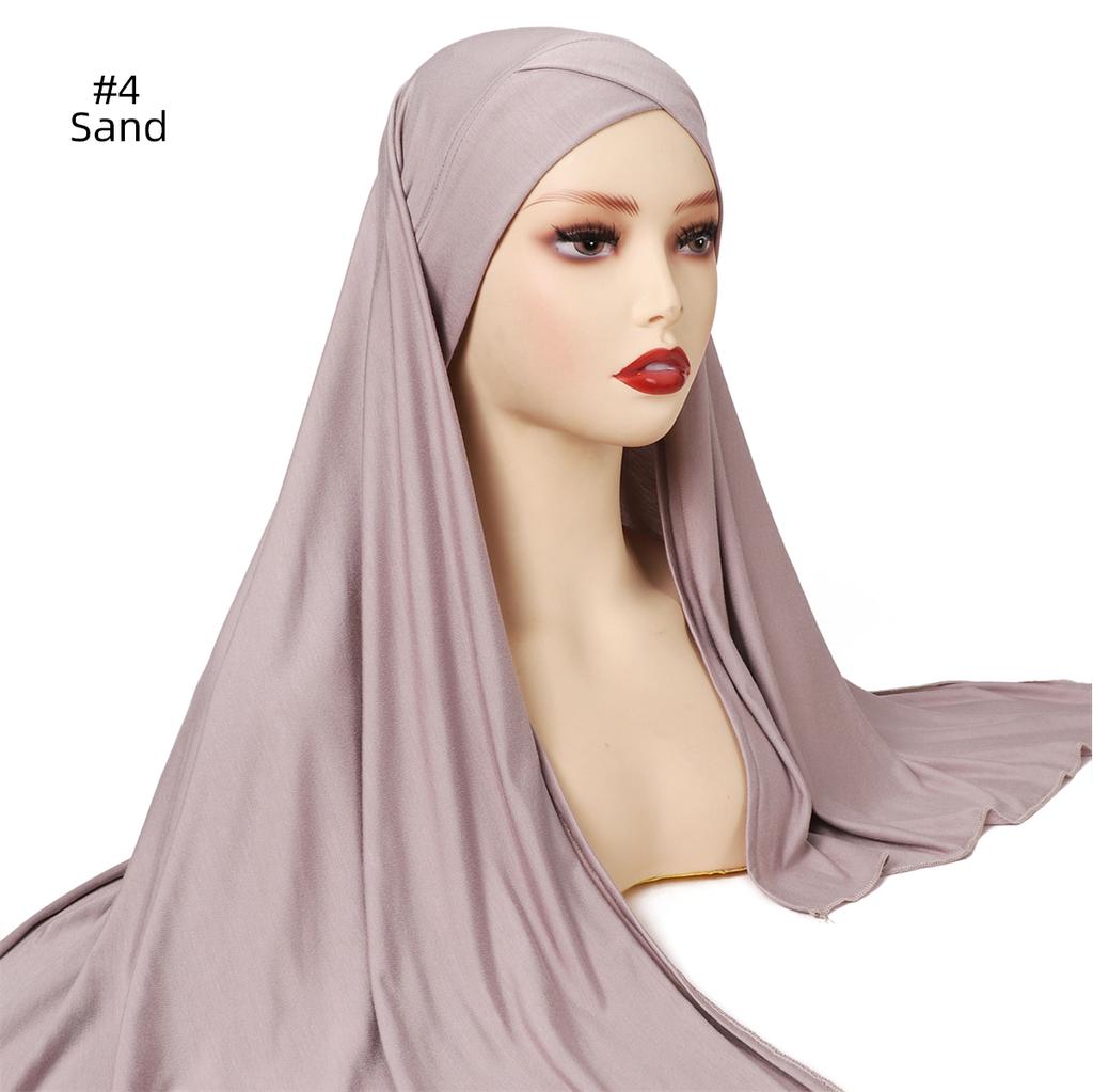 Muslim Women Premium Soft Modal Cotton Jersey Hijab Headwrap Stretchy Instant Hijab Scarf Forehead Cross Design Headscarf
