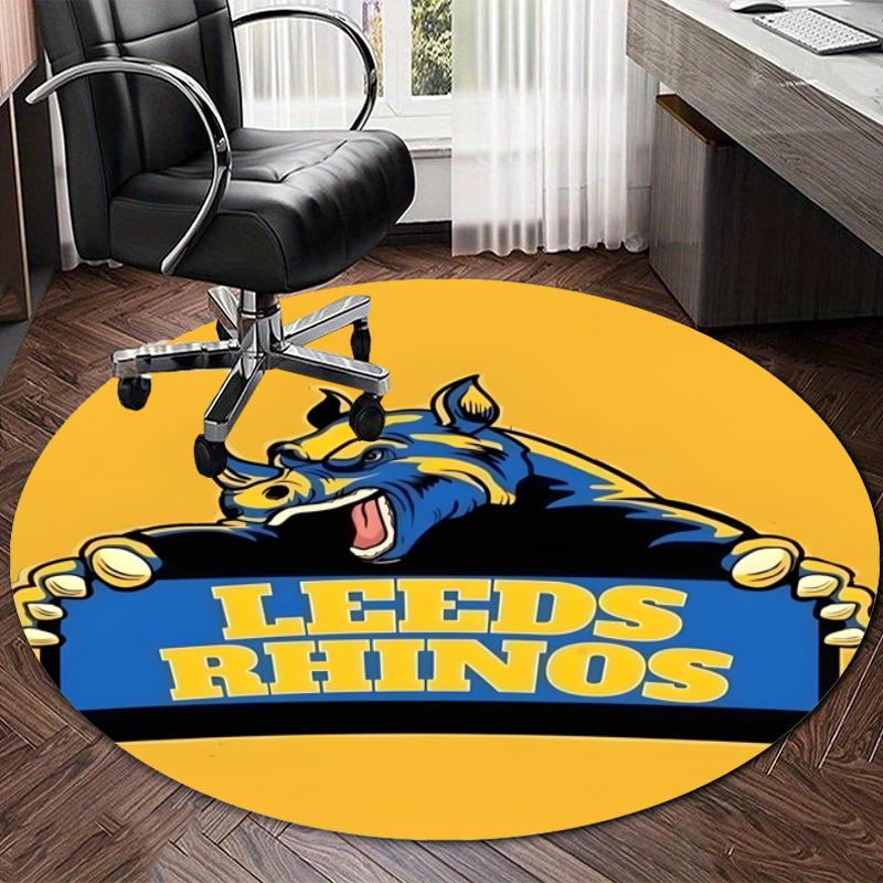 Personalized Leeds Rhinos Round Chair Office Rug - Perfect for Mat, Office Chair & More - Ideal Gift for Birthdays and Holidays