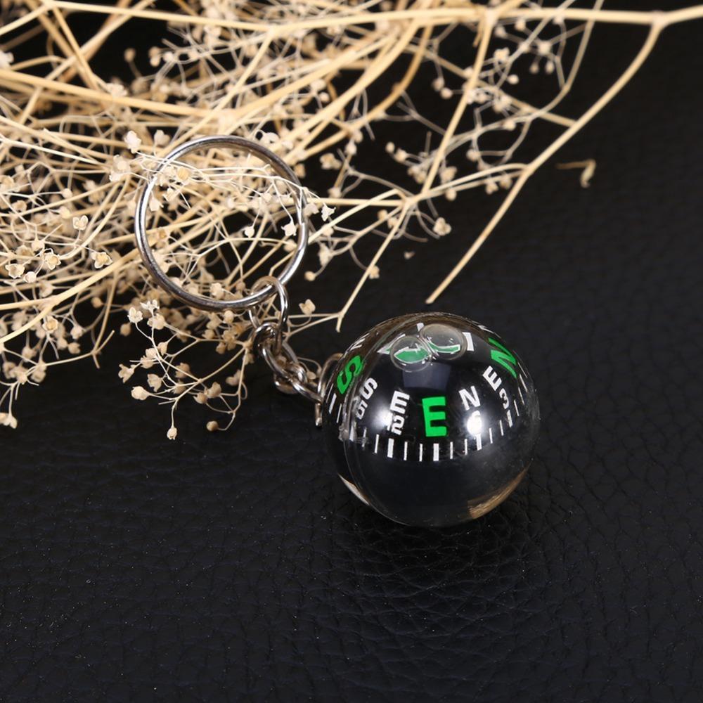 6 Pcs Durable 28mm Ball Keychain Compass Compact Black Liquid Filled Compass Liquid Filled Ball Keychain Hiking Gear