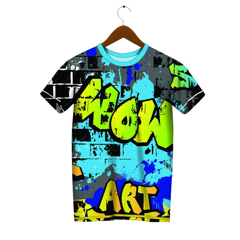 Trend Graffiti Graphic T Shirts For Men Fashion Summer Short Sleeve 3D Printed Kids T-shirts Cool Streetwear Hip Hop Tees Tops