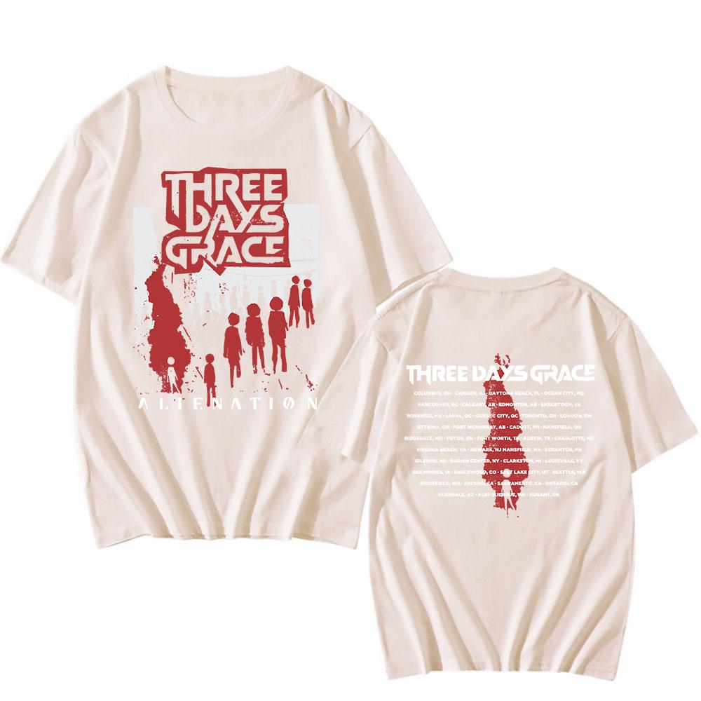 ALIENATION 2025 TOUR CAMISETA THREE DAYS GRACE Estampado Camisetas Algodón Moda Camiseta Manga Corta Unisex Ropa de Calle Hombre Mujer Camisa
