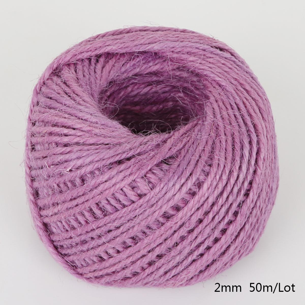 

50 метров джутовый шпагат, натуральный сизаль, 2 мм, деревенские бирки, обертка для свадебных украшений, витая веревка, шнур, товары для вечеринок лавандовый