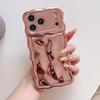 Luxury Electroplated Orange Stone Pattern Phone Case for iPhone 13 14 15 16 17 Pro Max Wave Edges Shockproof Soft Back Cover