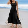 Women's  Color Summer Casual Fashion Sleeveless Long Dress