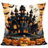 Home Decor Halloween Castle & Pumpkins Throw Pillow Cover Pattern Cushion Cover Suitable For Sofa Bedroom Car Pillow Cover