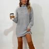 Women's Casual Turtleneck Color Knit Dress for Fall and Winter