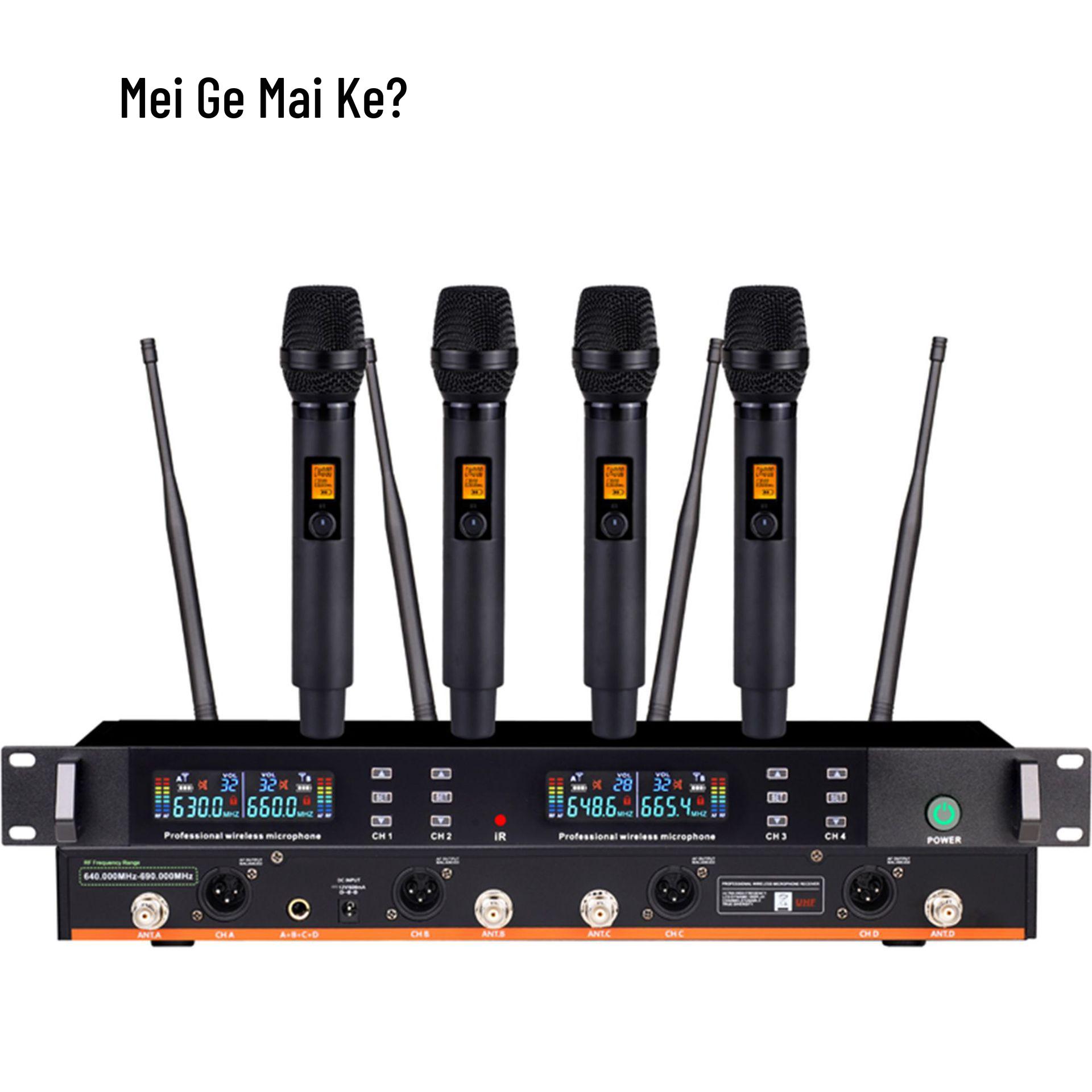

FM Handheld UHF Wireless Microphone Set for Stage, KTV, and Live Broadcasts—One-to-Four System чорний