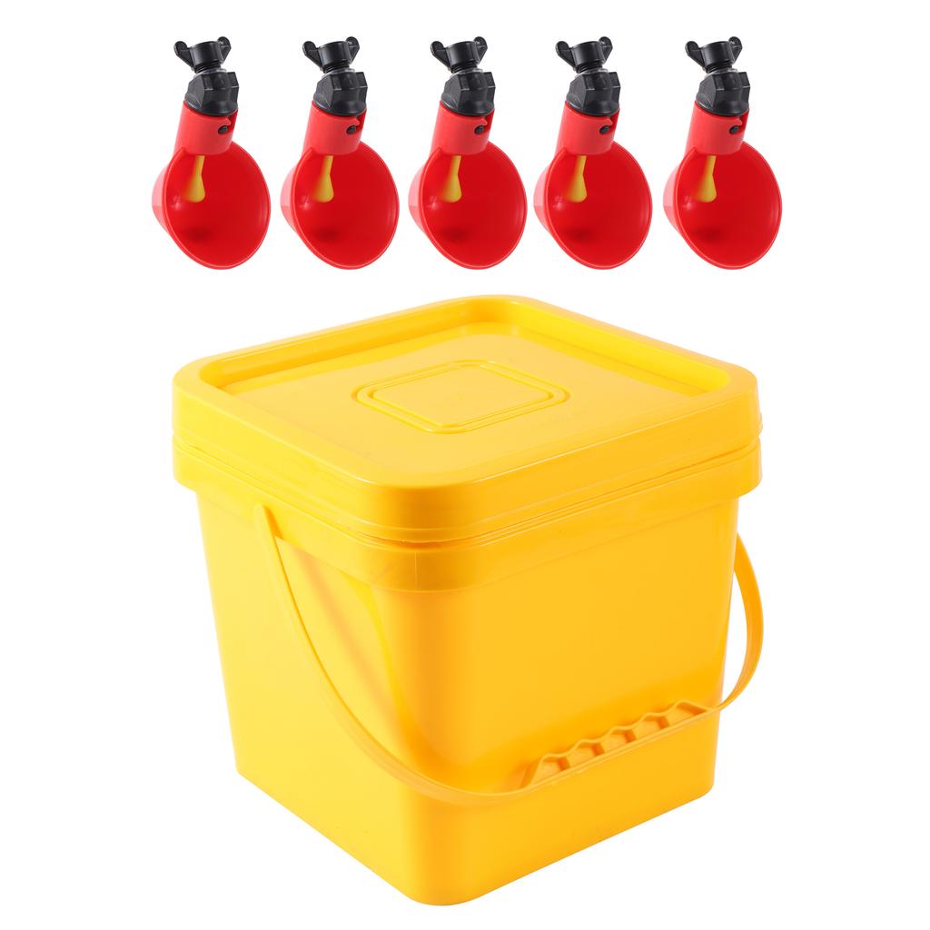 5L Quail Chicken Drinking Bucket With Drinking Cup Portable Thickened Bucket With Lid Square Pet Food Storage Plastic Bucket