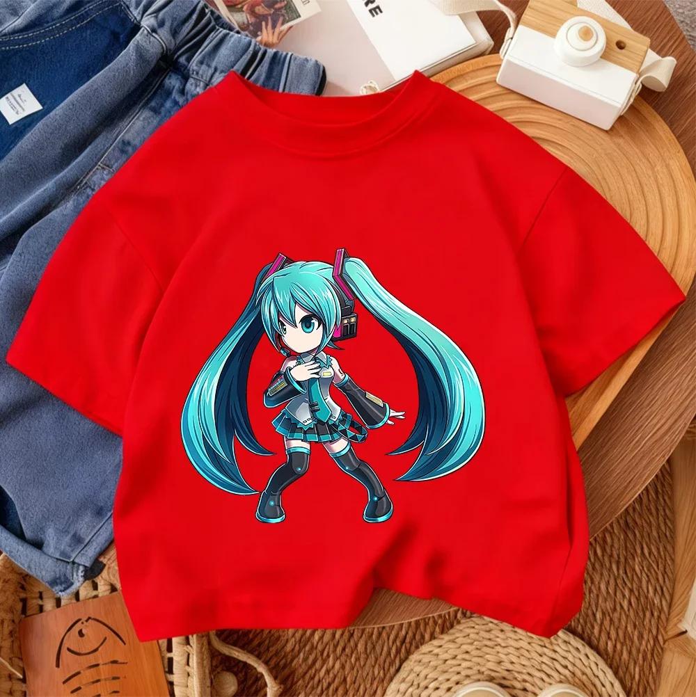 Children Casual Tee Hatsune Miku Cute Kawaii Print 2026 Summer Boys Girls Street Fashion 314 Age