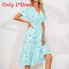Polyester Floral Print A Line Dress With V Neck For Summer Casual Women