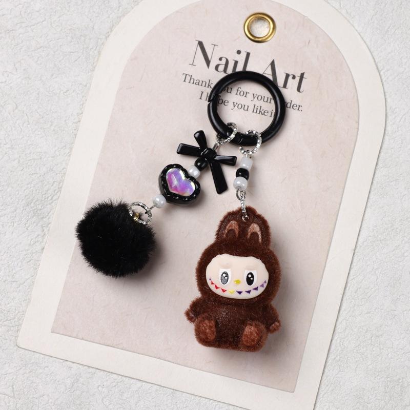 Doll Flocking Rabbit Student Lanyard Keychain Cute Bag Pendant Cute