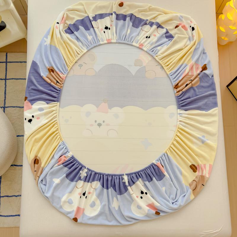 Warm Bedsheet Velvet Fitted Sheets Cartoon Style Bed Cover Skin-friendly Mattress Protector sabanas para cama (No Pillowcase)