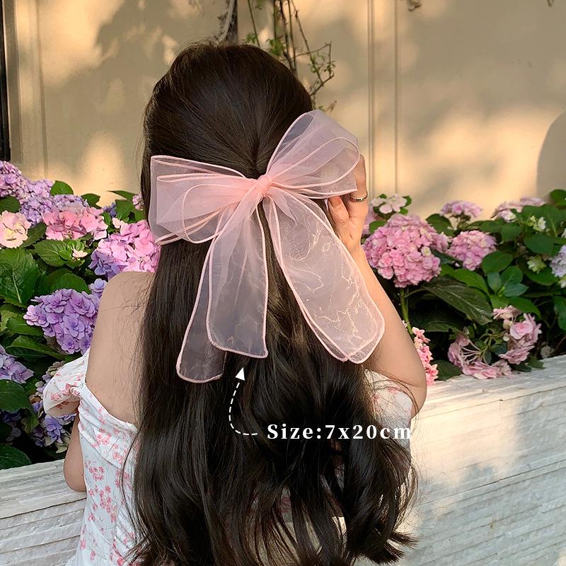 White Fairy Princess Hairpin Bow: Forest Style Ribbon Headdress