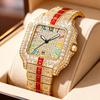 Hip Hop Iced Square Quartz Watch for Men Full Diamond Calendar Luxury Watch