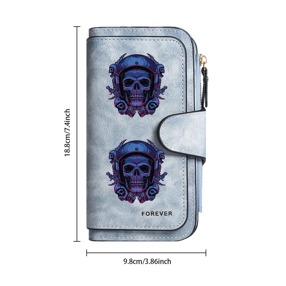 Gothic Skull Print Forever Long Wallet Fashion Large Capacity Card Holder