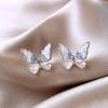 Exquisite Blue Crystal Butterfly Stud Earrings - Artistic, Fresh, Niche Luxury Feel