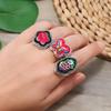 Nationale stijl borduurwerk vintage ring met vlinderbloem patroon ring voor dames accessoire ring