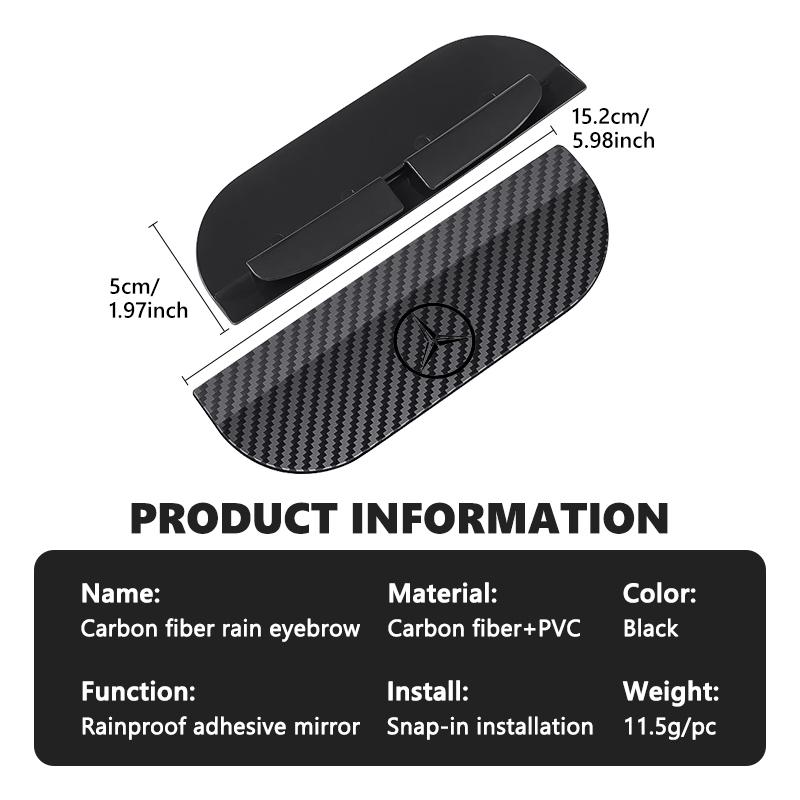 AABIJ1 Car Rearview Mirror Rain Eyebrow Carbon Fiber Sun Visor Shade Cover Accessories For Benz AMG VIANO GLB GLC GLE GLK W108 W124
