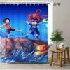 One Piece Luffy, Ace & Sabo Brothers Bond Fiery Scene 2D Print Waterproof Shower Curtain, Intense Flaming Background With Epic B