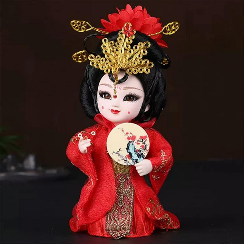 Chinese Opera Character Decoration Silk Doll Peking Opera Mask Doll Chinese Handmade Decorative Gifts Shop Decoration Doll