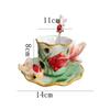 Creative Ceramic Rose Coffee Cup Saucer Painted Embossed Goldfish Mug Fine Breakfast Milk Mug Afternoon Tea Flower Tea Cup Gift