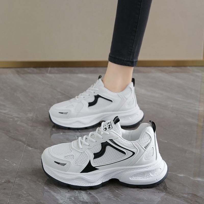 Taizhou large size mesh running shoes spring new color matching dad shoes college style platform sports shoes