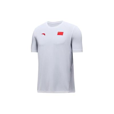 Logo National Flag Pattern Casual Sports Round Neck Pullover Short Sleeve Regular T-Shirt Unisex T-Shirt Pure-White 452430101-1