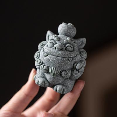 Pair of Fu Dog Lion Statue Cute Tea Pet Figurine Aquarium Ornament Home Office Desk Decor Lucky Charm Gift