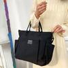 Large Capacity Shopping Bag Casual Mommy Bag Multi-pocket Canvas Tote Bag  Streetwear