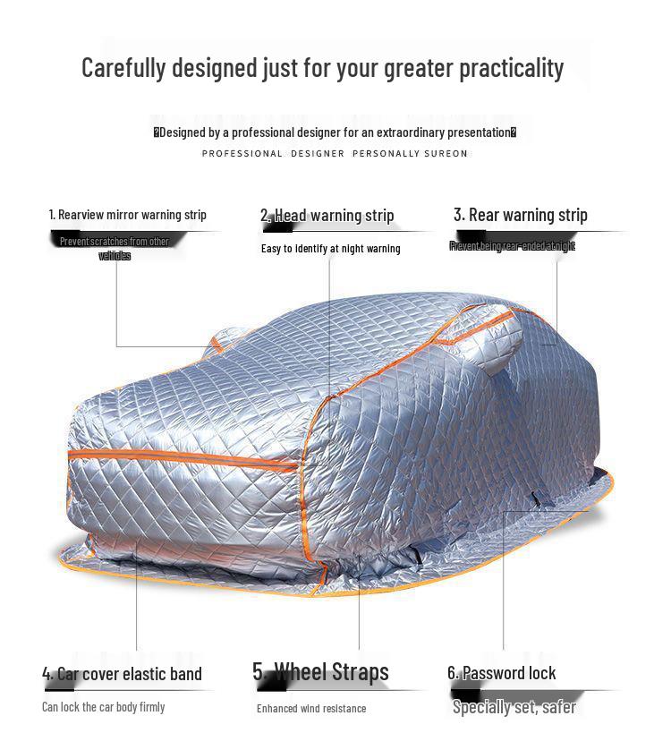 Thickened Northeast Cotton Car Cover: Winter Protection Against Freezing, Frost, Snow, and Hail