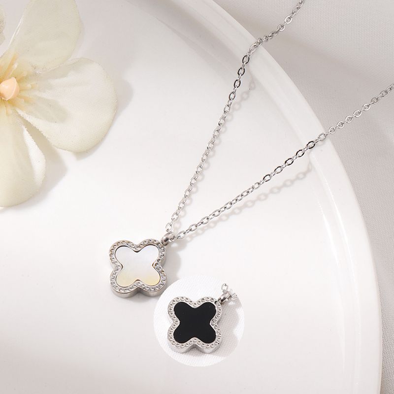 

Невыцветающая двухсторонняя подвеска Lucky из титановой стали с четырьмя листами клевера, женское простое женское украшение премиум-класса Sense Niche Design