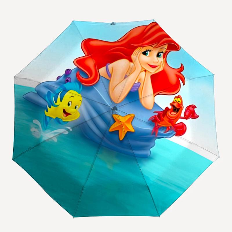 

1pc Mermaid Ariel Automatic Folding Umbrella: Compact 8-rib Design Outdoor, Casual Accessory, Durable Canopy 8