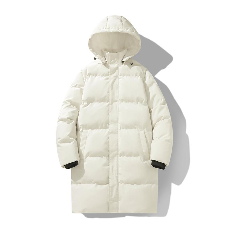 Thickened Medium To Long Cotton Jacket for Men and Women, Hooded Warm Bread Jacket, Windproof Couple Jacket, Men's Long Cotton Jacket