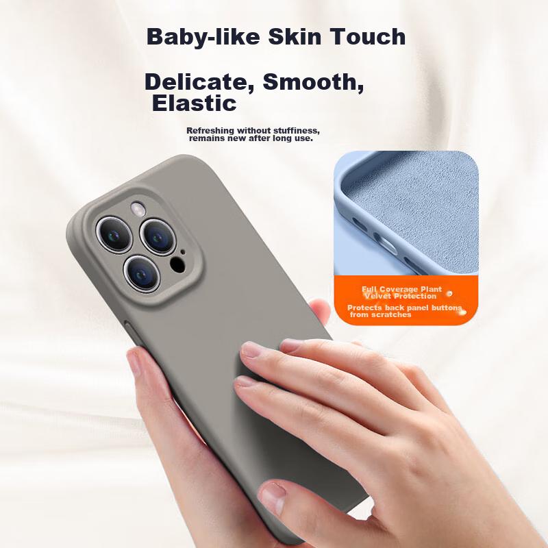 NEYAA IPhone 15 Pro Case, Full Camera Protection Liquid Silicone Ultra-Thin Shockproof Simple Soft, Graphite Gray