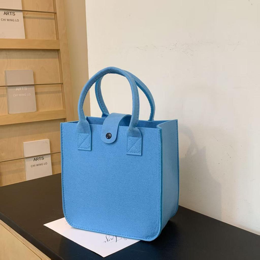 Nezha Versatile Solid Color Felt Tote Bag - Large Capacity with Thick Cloth and Double Handles