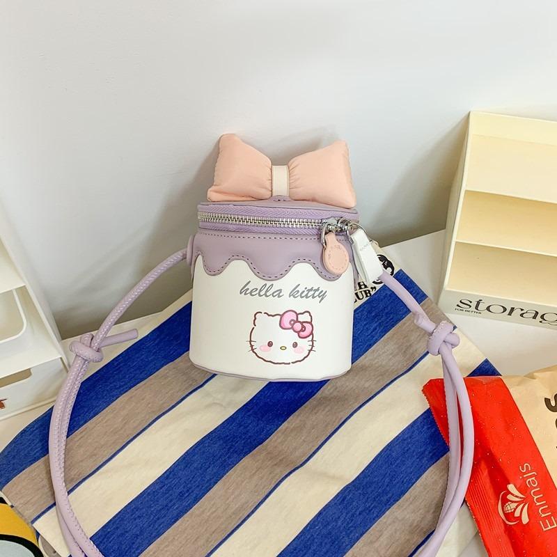 

Girls mini summer messenger bag new candy color bucket bag cartoon bow bag