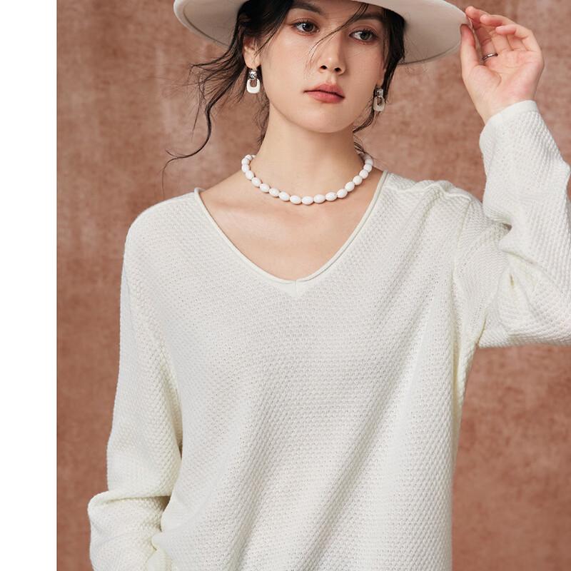 Women's V-Neck Lamb Wool Blend Loose Knit Sweater