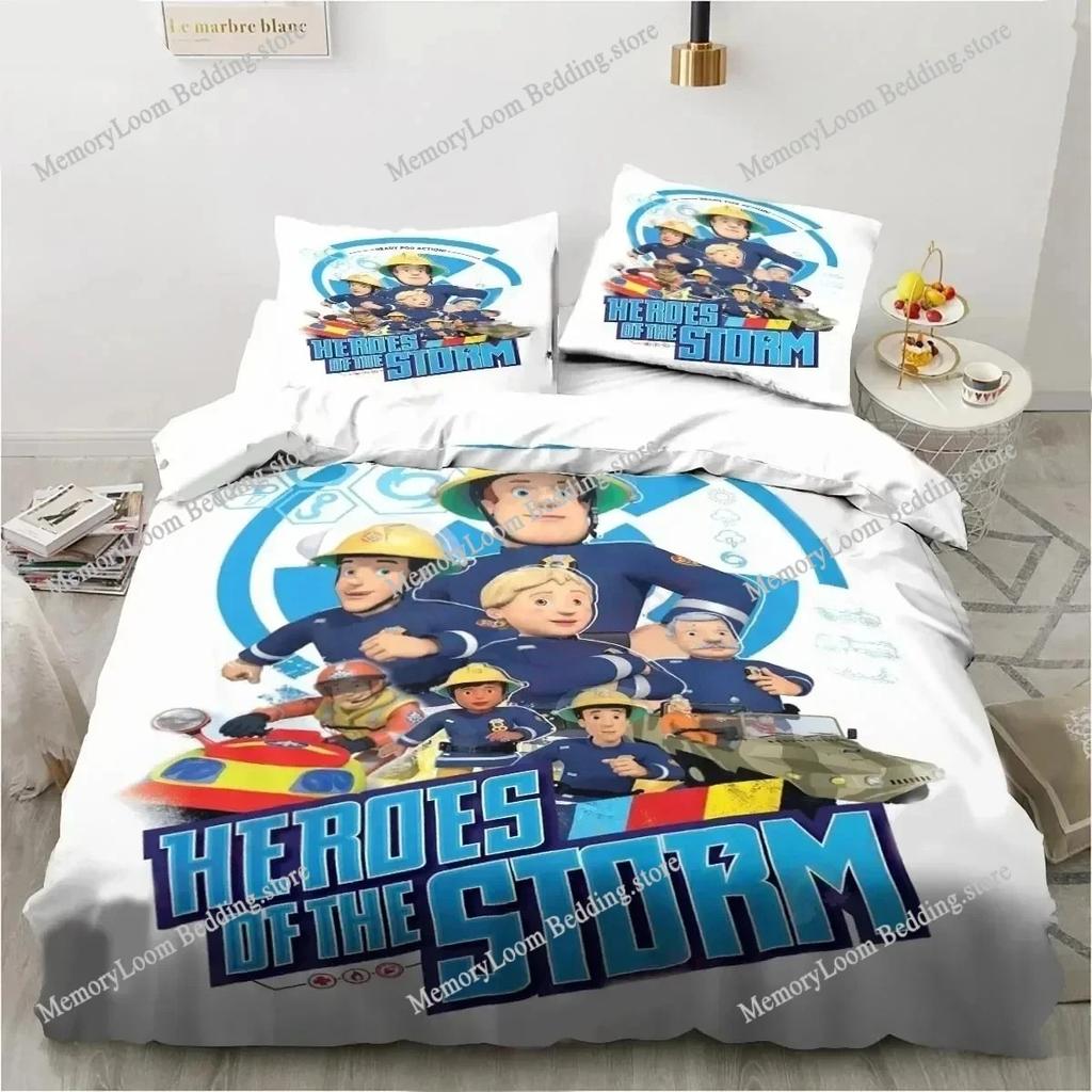 3D Cartoon Fireman Sam Toys Duvet Cover Set Comfortable and Warm Bedding Set for Decorating Your Bedroom and Enhancing Home Life