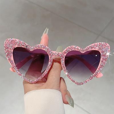 Vintage slnečné okuliare v tvare srdca s kamienkami pre ženy Nové Originálne Sladké slnečné okuliare Trendy značka Dekoratívne tienidlá