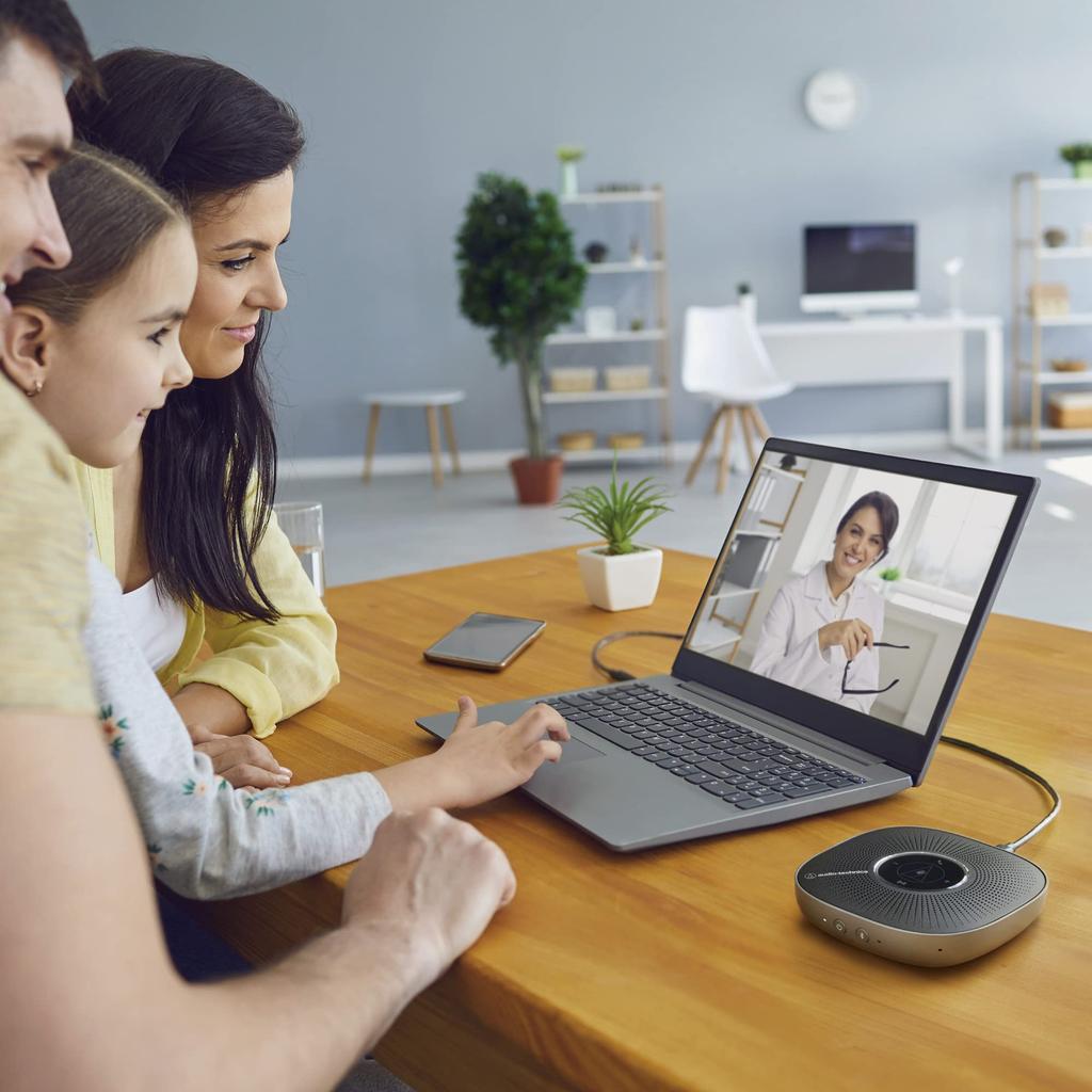 Conference Microphone Bluetooth and Noise Echo for Online and Work from Home Audio-Technica AT-CSP5 Speakerphone, Speaker, Compatible, Type-C Type-A