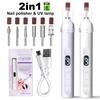 2 In 1 Electric Nail File Pen Rechargeable Nail Drill with UV LED Nail Lamp USB Portable Manicure Drill Salon Tool