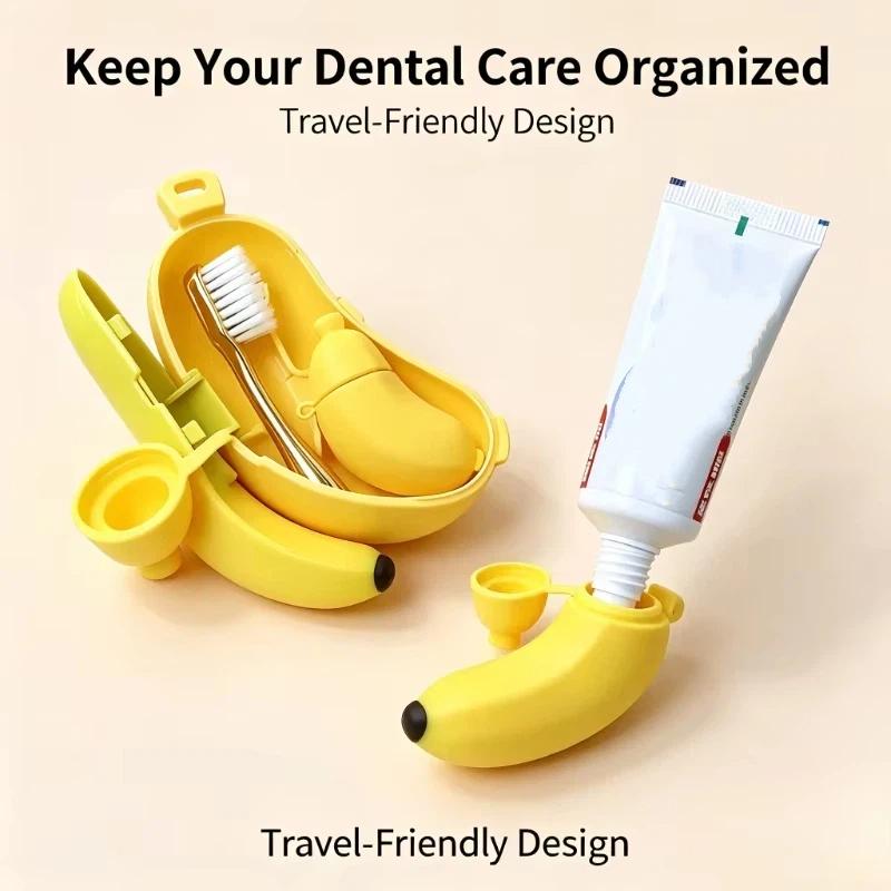 Banana Style Portable Toothbrush Travel Case 1 Set Dustproof Bristle Guard for Hiking Camping Business Travel