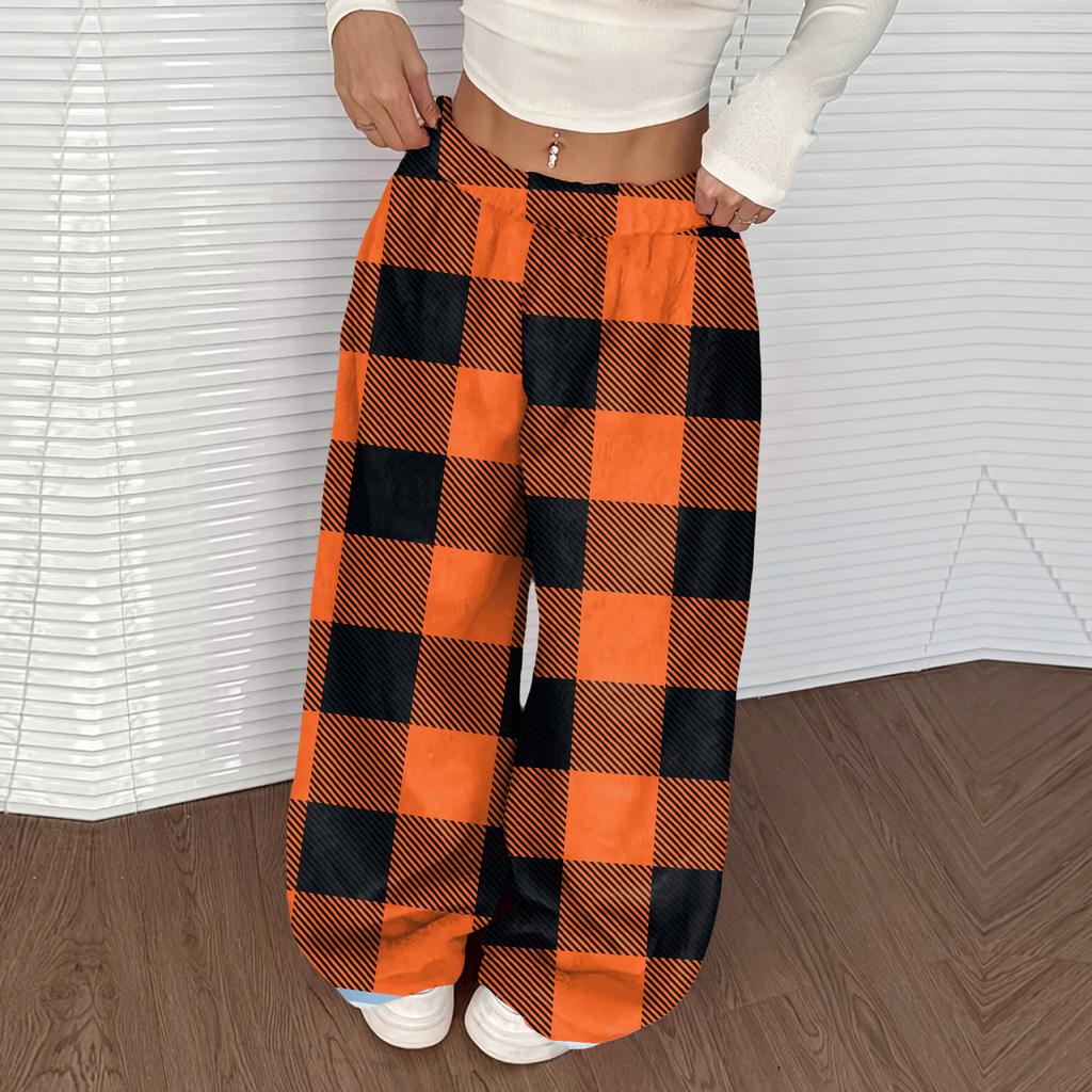 Women's Casual And Fashionable Printed Elastic Waist Loose Wide Leg Pants