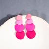 Korean Geometric Macaron Color Round Tassel Earrings for Women