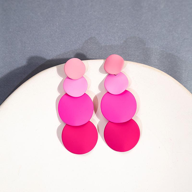 Korean Geometric Macaron Color Round Tassel Earrings for Women