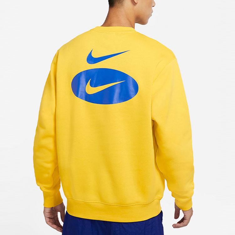 Nike NSW BB Crew Logo Casual Sport Fleece Pullover Men Sweatshirt Bright-Sulfur DM5461-709