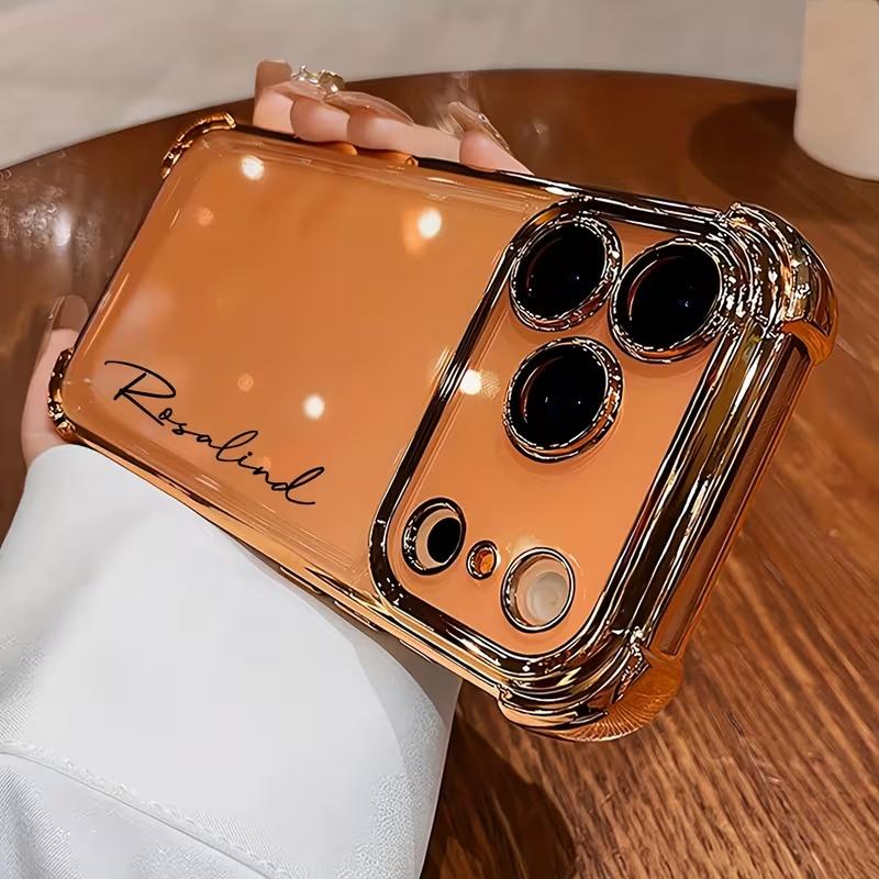 Personalized Name Personalized Plating Four Corner Anti Drop TPU Phone Case for iPhone 17 16 15 14 13 Pro Max Air