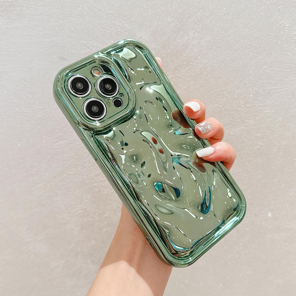 

Глянцевый 3D-метеоритный текстурированный серебряный чехол для телефона для iPhone 14 13 12 15 Pro Max 11 Защитная металлическая задняя крышка для камеры For iPhone 15Pro Max