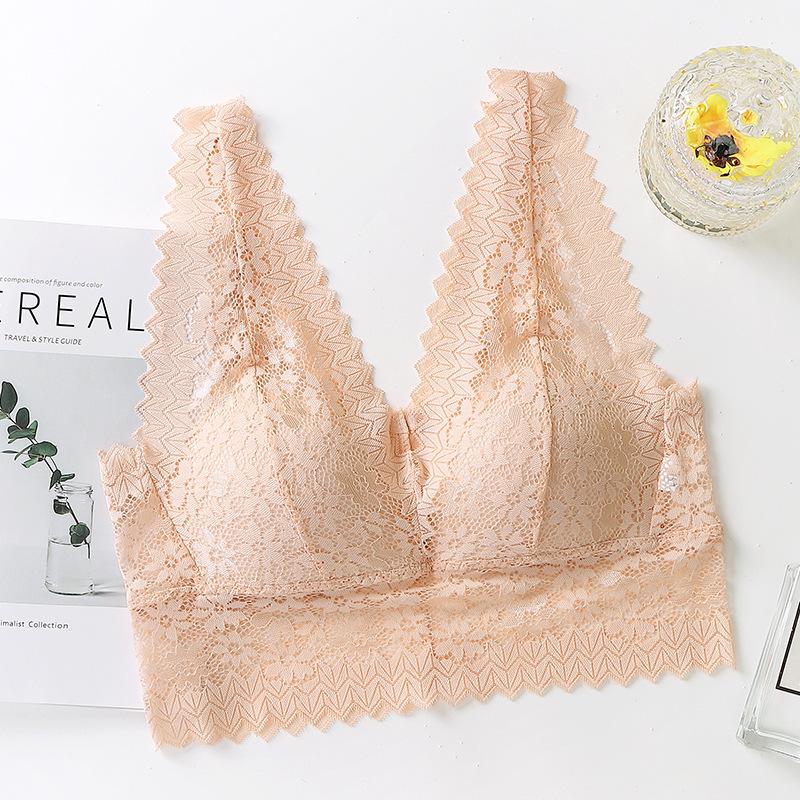 

Новый красивый удобный удобный бюстгальтер без стальных колец, кружевной съемный бюстгальтер с ватной подушечкой One size fits all