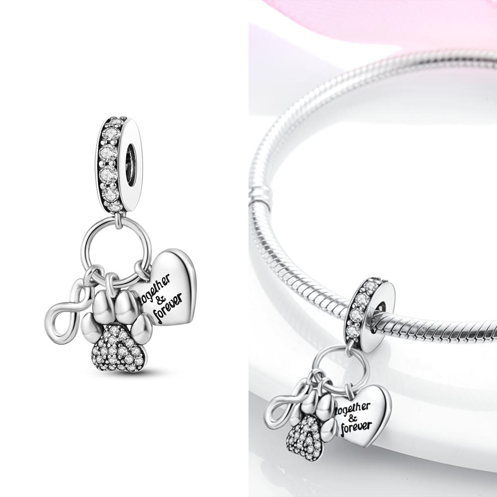 Charms Beads Fit Puppy Original Copper Heart Bow Copper Charms For Bracelet Pendant Women Jewelry Gifts